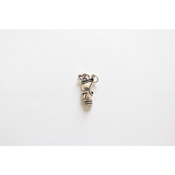 Sterling Silver Golf Bag Charm, Golf Bag Pendant, Silver Golf Bag Charm - Picture 3 of 5
